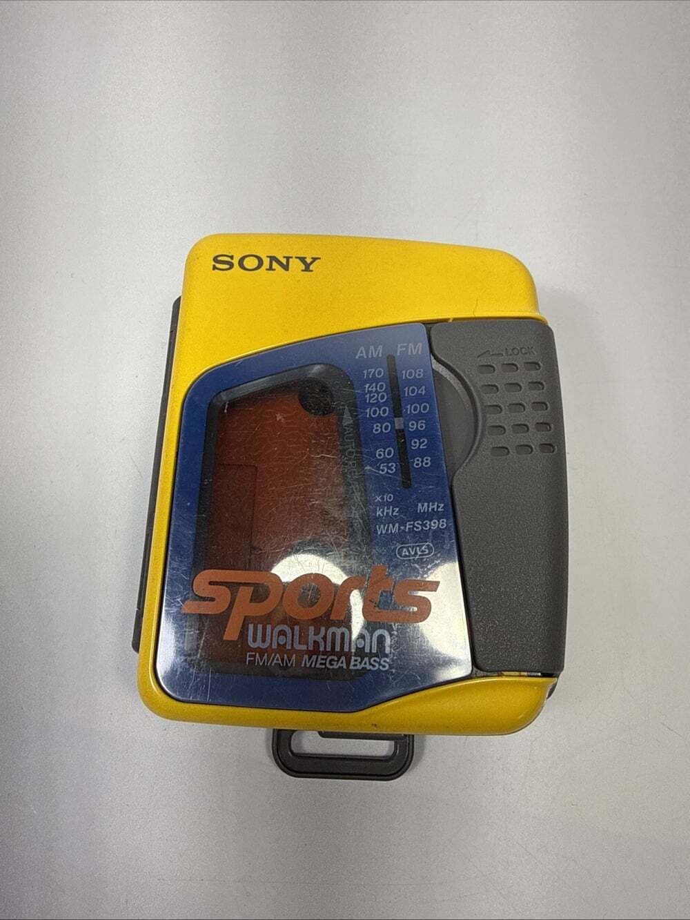 Sony Sports Walkman AM/FM Radio Cassette Player WM FS398 Yellow Working Tested